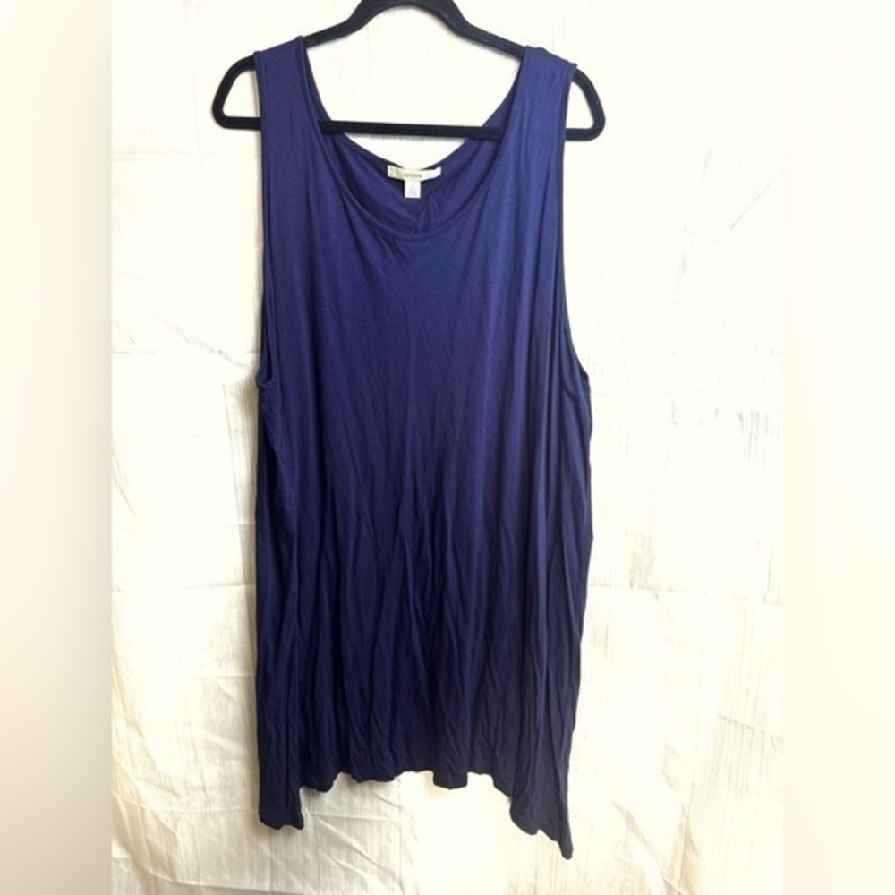 Sejour Women’s Plus Size Long Sleeveless Top with Sharkbite Hem 3X